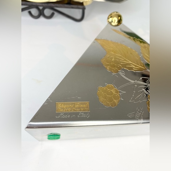 Vintage Italian Gold Tray Gioiel Oro 24K Inox 18/10 Stainless Napkin Holder - Picture 7 of 11